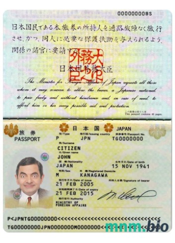 Szablon paszportu Japonii 2005-2015 w formacie PSD